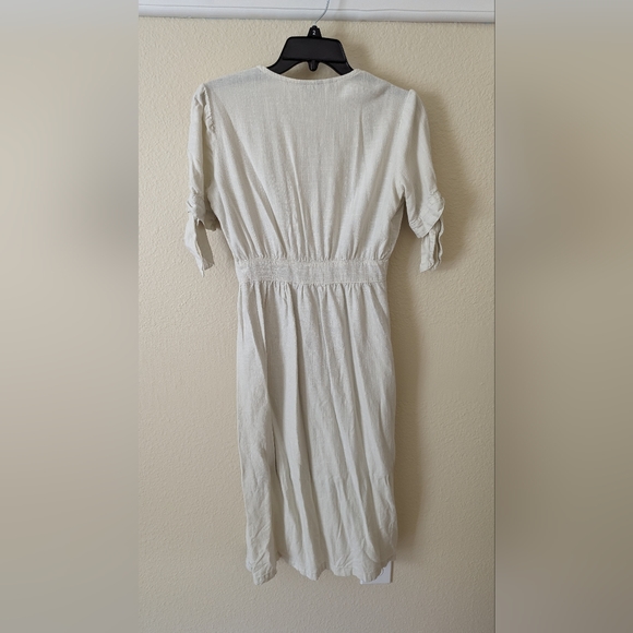 Cream button down linen midi dress - Picture 3 of 3